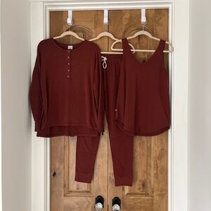 Jax & Lennon Cranberry Set — Joggers, Henley, and Tank — all Medium